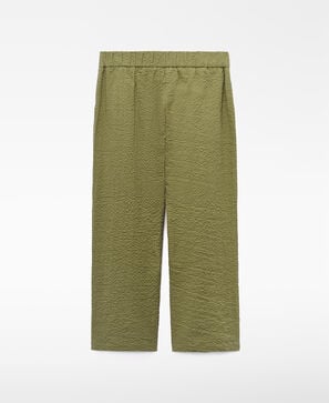 Gerade geschnittene Hose aus Baumwoll-Seersucker