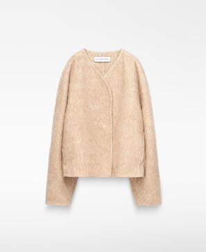 Merino wool alpaca cross-front jacket