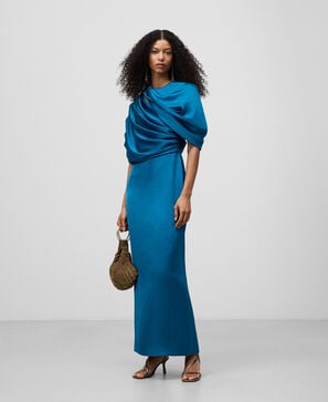 Draped long dress woman