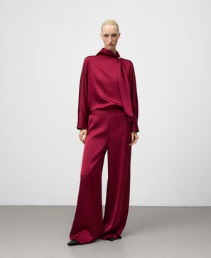 Wide-leg satin trousers woman