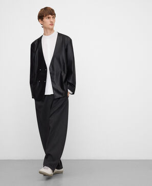 Chemise en coton coupe classique &agrave; col mandarin