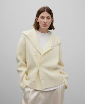 Chaqueta punto perlado lana merino mujer