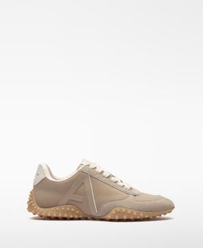 Suede and nylon maxi logo sneaker