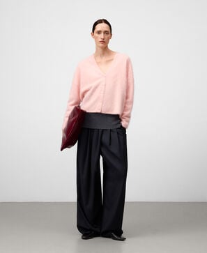 Cashmere brushed knit cardigan woman