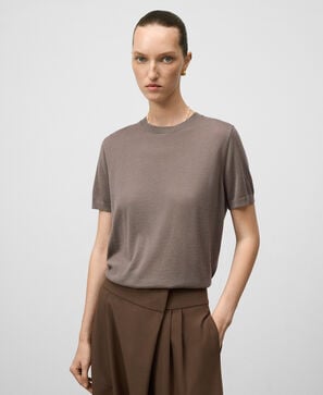 Jersey manga corta lana merino mujer