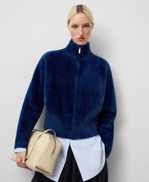 Chaqueta punto efecto pelo mujer