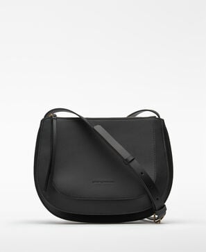 Black leather crossbody woman