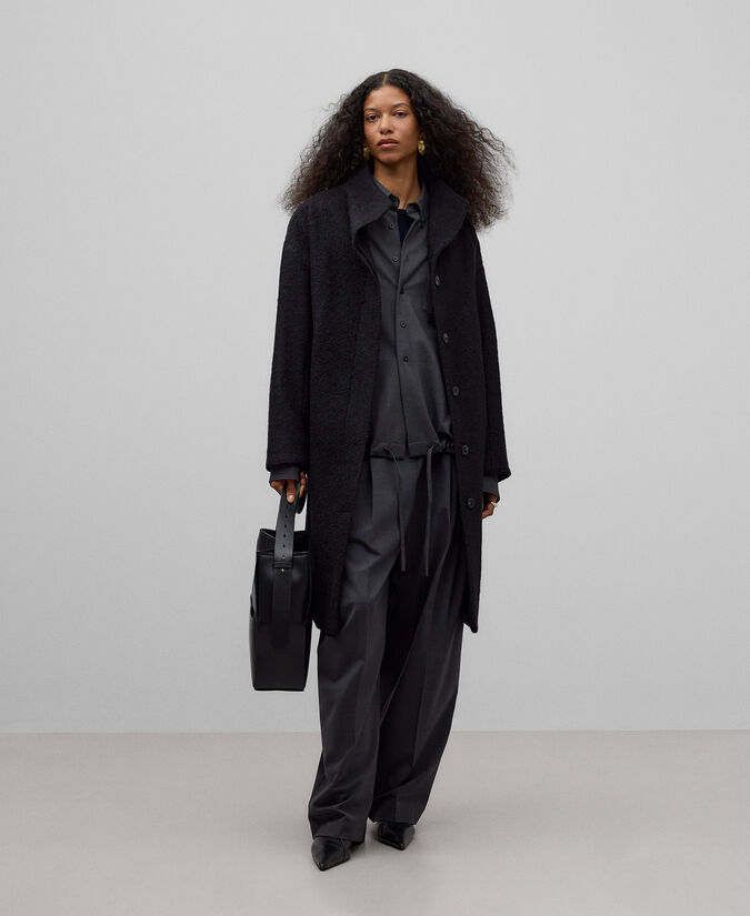 Adolfo dominguez Abrigo cuello chimenea negro mujer