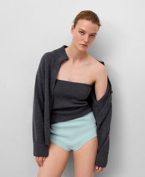 Calças culottes em malha inglesa para mulher