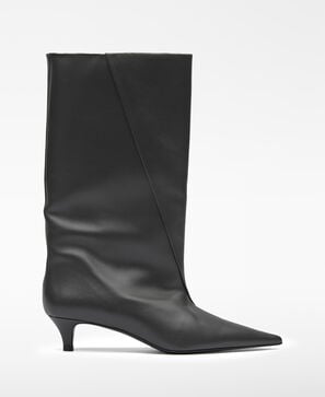 Botte à tige large en cuir pour femme