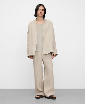 Washed-effect ribbed T-shirt