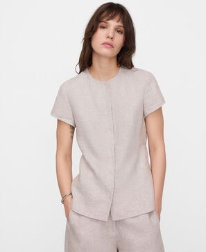 European linen top with darts