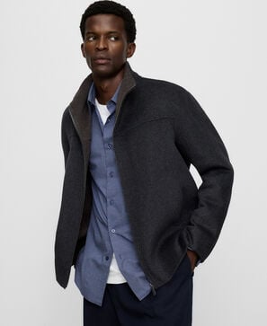 Double-faced funnel neck jacket