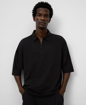 Zipper closure oversize polo shirt man