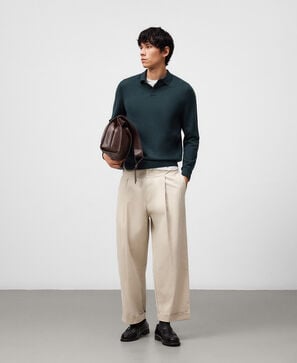 Merino wool long sleeve polo shirt man