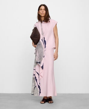 Printed satin skirt