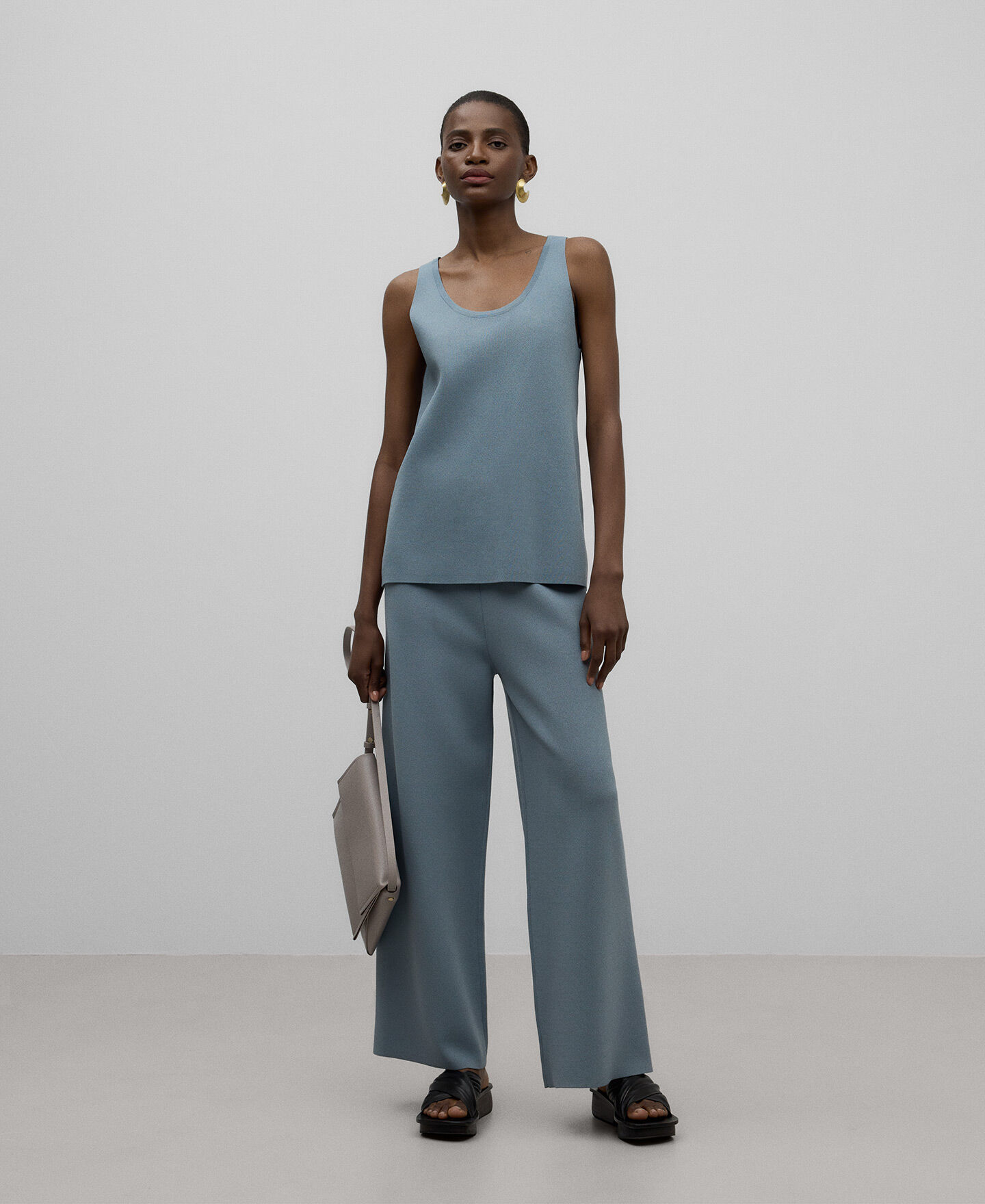 Knit wide leg trousers discount