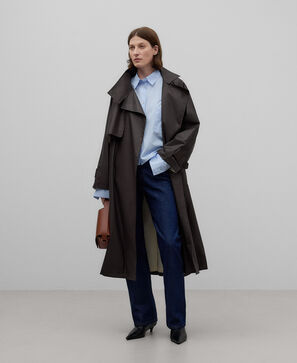 Gabardina cuello alto algod&oacute;n mujer