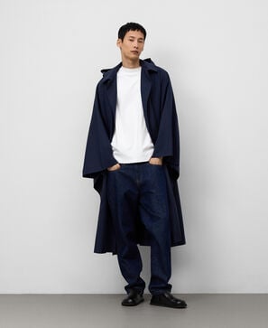 Oversize embroidered cape with hood man