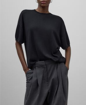 Jersey manga corta lana merino mujer