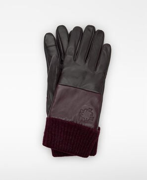 Two-tone leather gloves woman