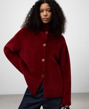 Chaqueta punto efecto pelo mujer