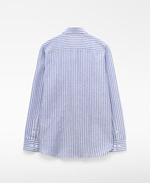 Linen and cotton regular fit striped shirt