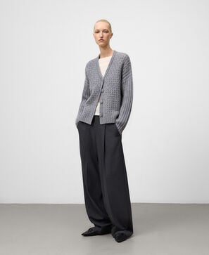 Cárdigan punto calado lana mujer