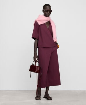 Poplin cross-front culotte trousers