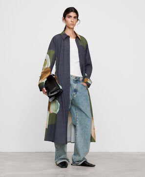 Printed shirt dress with belt