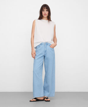 Cotton denim oversize trousers