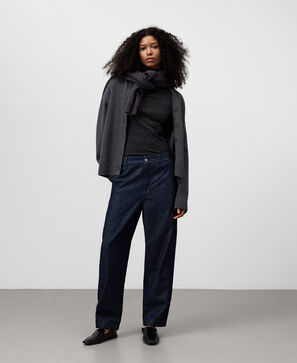 Pantalón barrel fit denim algodón mujer