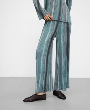 Printed crinkle trousers woman