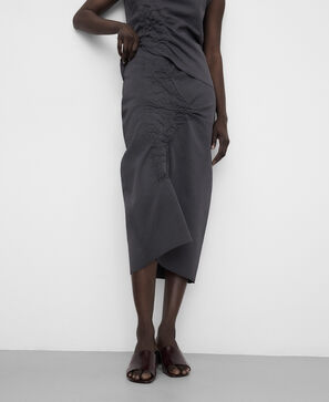 Falda midi fruncida punto