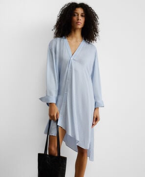 Vestido camisero asim&eacute;trico rayas