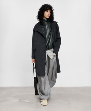 Long wrap coat with pockets
