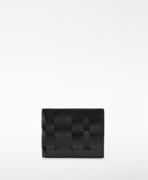 Fold-out braided leather wallet