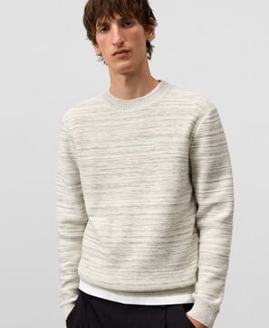 Crew collar melange knit sweater man
