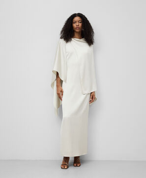 Long dress with asymmetrical shawl woman