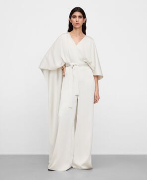 Satin jumpsuit with back cape