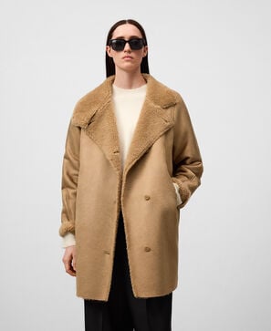 Faux -suede cross-over coat woman