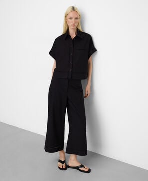 Cotton trousers with lace trim