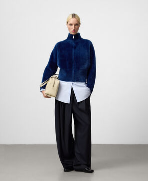 Chaqueta punto efecto pelo mujer