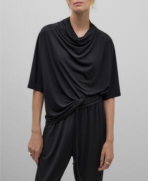 Camiseta cuello drapeado mujer