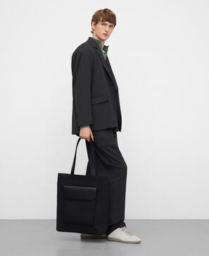 Nylon shopper with flap pocket