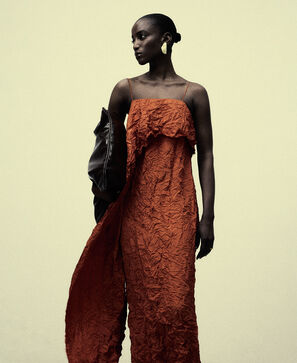 Asymmetrical strap dress woman