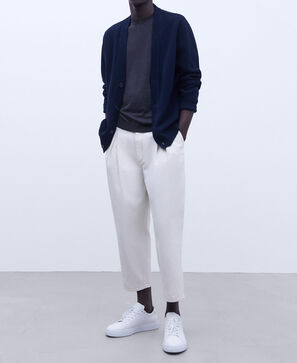 Linen and viscose crew neck t-shirt