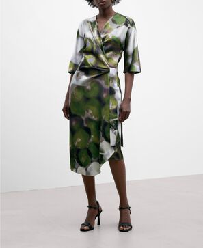 Double-breasted printed dress