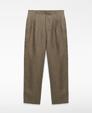 European linen semi-jogger trousers