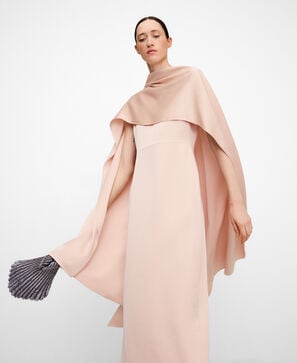Satin long dress with draped shawl